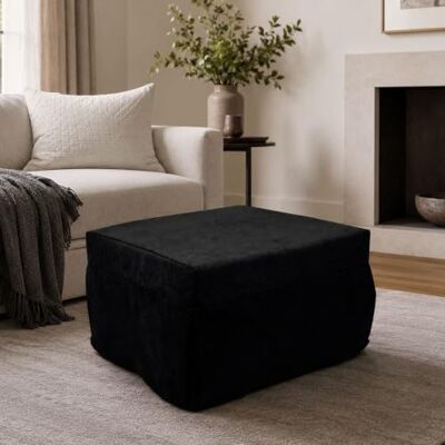 Dmora In ein Einzelbett umwandelbarer Puof, Made in Italy, Klappbett, Pouf aus abnehmbarem, platzsparendem Stoff für das Wohnzimmer, cm 78x78 / 195h45, Schwarz Dmora In ein Einzelbett umwandelbarer Puof, Made in Italy, Klappbett, Pouf aus abnehmbarem, platzsparendem Stoff für das Wohnzimmer, cm 78x78 / 195h45, Schwarz