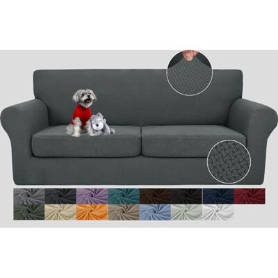 JIVINER Neueste 3-teilige Couchbezüge für 2 Kissen, Couch, Stretch-Sofa-Schonbezug mit 2 extra großen Sitzkissenbezügen, dick angepasste Sofabezug für Wohnzimmer (XL Loveseat, Dunkelgrau) JIVINER Neueste 3-teilige Couchbezüge für 2 Kissen, Couch, Stretch-Sofa-Schonbezug mit 2 extra großen Sitzkissenbezügen, dick angepasste Sofabezug für Wohnzimmer (XL Loveseat, Dunkelgrau)