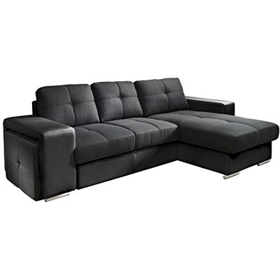 Mivano Cotta C209660 C310/H360 Polsterecke mit Schlaffunktion und Bettkasten, 278 x 157 cm, Kunstleder und Strukturstoff im schwarz Mivano Cotta C209660 C310/H360 Polsterecke mit Schlaffunktion und Bettkasten, 278 x 157 cm, Kunstleder und Strukturstoff im schwarz