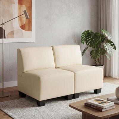 Mendler Modular 2-Sitzer Sofa Lyon, Kunstleder Creme, ohne Armlehnen Couch Mendler Modular 2-Sitzer Sofa Lyon, Kunstleder Creme, ohne Armlehnen Couch