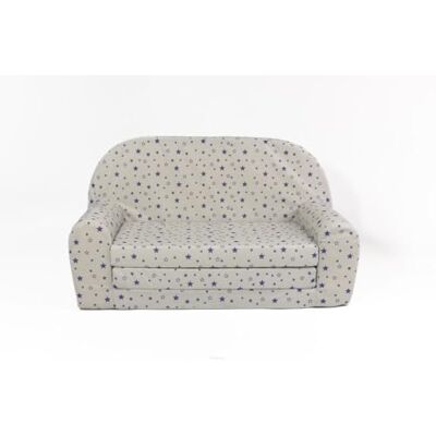 FORTISLINE Kindersofa MINI ausklappbar 78 x 40 x 45 cm Kindercouch aus Mikrofaser mit Liegefläche 104 cm, abnehmbarem waschbarem Bezug, Oeko-TEX Standard 100, Weiss Sterne Blau FORTISLINE Kindersofa MINI ausklappbar 78 x 40 x 45 cm Kindercouch aus Mikrofaser mit Liegefläche 104 cm, abnehmbarem waschbarem Bezug, Oeko-TEX Standard 100, Weiss Sterne Blau