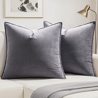 MIULEE Samt Kissenbezug 45x45 Kissen Hellgrau Kissenhülle Dekokissen Sofakissen Dekorative Satin Umwickelte Kante Kissenbezüge Zierkissenbezug für Sofa Wohnzimmer Schlafzimmer 2er Set MIULEE Samt Kissenbezug 45x45 Kissen Hellgrau Kissenhülle Dekokissen Sofakissen Dekorative Satin Umwickelte Kante Kissenbezüge Zierkissenbezug für Sofa Wohnzimmer Schlafzimmer 2er Set