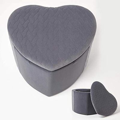 Homescapes Samthocker Arundel in Herz-Form, grauer Fußhocker mit Stauraum, Samt-Polsterhocker mit abnehmbarem Deckel, ideal als Schminkhocker, dekorativer Pouf, Fußschemel oder Deko-Hocker, 33 cm hoch Homescapes Samthocker Arundel in Herz-Form, grauer Fußhocker mit Stauraum, Samt-Polsterhocker mit abnehmbarem Deckel, ideal als Schminkhocker, dekorativer Pouf, Fußschemel oder Deko-Hocker, 33 cm hoch