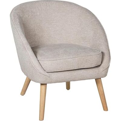 DRW Sessel aus Holz und Stoff in Beige und Natur, 76 x 73 x 67 cm DRW Sessel aus Holz und Stoff in Beige und Natur, 76 x 73 x 67 cm