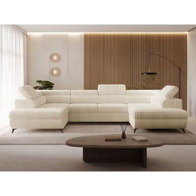 GRAINGOLD Argon U Ecksofa mit Schlaffunktion & Bettkasten 322x190 cm, U-Form Sofa mit Stauraum, Schlafcouch für Wohnzimmer, Velvet-Stoff, 5-Sitzer Wohnlandschaft, Modernes Design (Castel, Beige) GRAINGOLD Argon U Ecksofa mit Schlaffunktion & Bettkasten 322x190 cm, U-Form Sofa mit Stauraum, Schlafcouch für Wohnzimmer, Velvet-Stoff, 5-Sitzer Wohnlandschaft, Modernes Design (Castel, Beige)