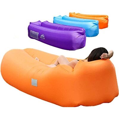 WEKAPO aufblasbar Air Liege, Blow Up Sofa für Camping, Reisen und Strand, Orange WEKAPO aufblasbar Air Liege, Blow Up Sofa für Camping, Reisen und Strand, Orange
