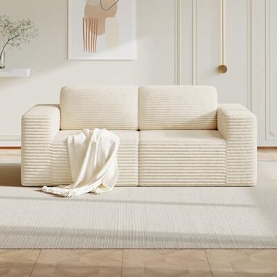 Vesgantti 202 cm Modulares Sofa 2-Sitzer, Cord Loveseat mit Federkern, Extra Tiefe Sitzfläche, Boneless Couch für Wohnzimmer, Kein Aufbau erforderlich, Rutschfester Boden, Beige Vesgantti 202 cm Modulares Sofa 2-Sitzer, Cord Loveseat mit Federkern, Extra Tiefe Sitzfläche, Boneless Couch für Wohnzimmer, Kein Aufbau erforderlich, Rutschfester Boden, Beige