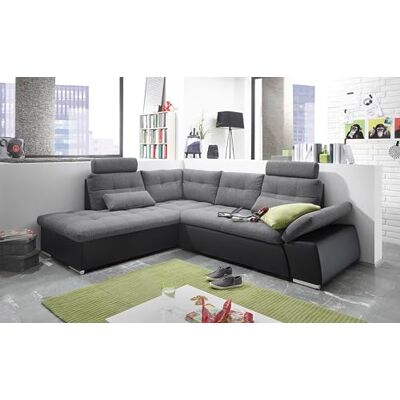Stella Trading JAKARTA Ecksofa mit Schlaffunktion und Stoffbezug, Schwarz / Anthrazit Ausziehbares Schlafsofa mit steckbaren Kopfstützen & Kissen 260 x 103 x 219 cm (B/H/T) Links Stella Trading JAKARTA Ecksofa mit Schlaffunktion und Stoffbezug, Schwarz / Anthrazit Ausziehbares Schlafsofa mit steckbaren Kopfstützen & Kissen 260 x 103 x 219 cm (B/H/T) Links
