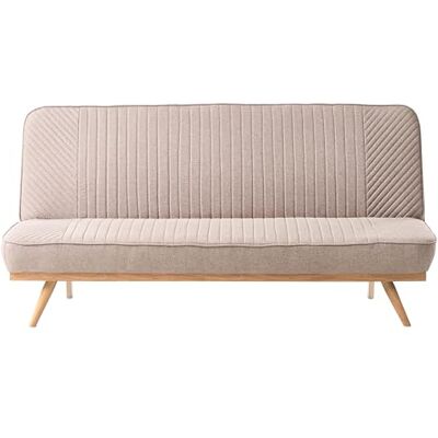 Beliani 2-Sitzer Schlafsofa Stoff Hellbraun gesteppt hohe Metallbeine Skandi Kalfafel Beliani 2-Sitzer Schlafsofa Stoff Hellbraun gesteppt hohe Metallbeine Skandi Kalfafel