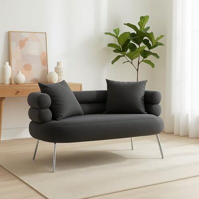 Dmora Sofa 2-Sitzer Roosevelt 133x68x69 cm Grau, Armlehnen Dmora Sofa 2-Sitzer Roosevelt 133x68x69 cm Grau, Armlehnen