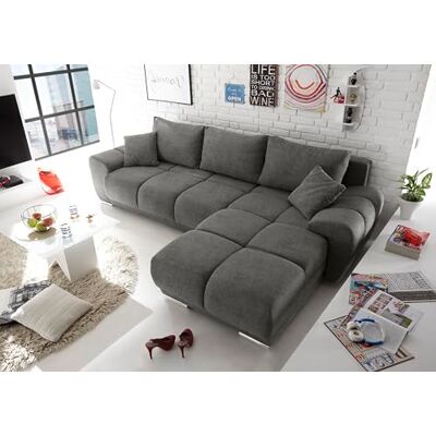 Stella Trading ANTON Ecksofa mit Schlaffunktion, Stoffbezug Uran Stone Moderne Eckcouch in L-Form mit Bettkasten & dekorativer Steppung 289 x 85 x 189 cm (B/H/T) Stella Trading ANTON Ecksofa mit Schlaffunktion, Stoffbezug Uran Stone Moderne Eckcouch in L-Form mit Bettkasten & dekorativer Steppung 289 x 85 x 189 cm (B/H/T)