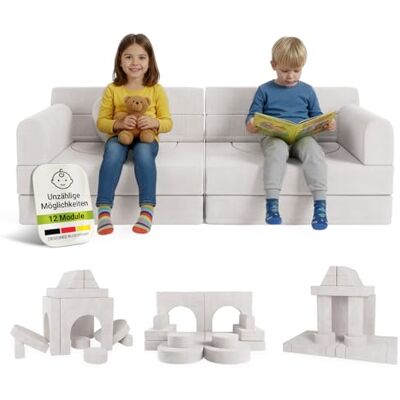 Juskys ® Kindersofa Kayo – Cord, modular & weich, Sofa für Kinderzimmer & Spielzimmer, sicher, flexibel, pflegeleicht, mit abnehmbaren Bezügen – Beige Juskys ® Kindersofa Kayo – Cord, modular & weich, Sofa für Kinderzimmer & Spielzimmer, sicher, flexibel, pflegeleicht, mit abnehmbaren Bezügen – Beige