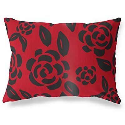 Bonamaison Le Jardin du Lin Kissen Zierkissenbezug Rot-Schwarz Kissenbezug, Weich Bequem, Für Zuhause Autos Büro Sofa Wohnzimmer Couch Schlafzimmer Dekor, 35x50 Cm Entworfen und hergestellt in der Türkei Bonamaison Le Jardin du Lin Kissen Zierkissenbezug Rot-Schwarz Kissenbezug, Weich Bequem, Für Zuhause Autos Büro Sofa Wohnzimmer Couch Schlafzimmer Dekor, 35x50 Cm Entworfen und hergestellt in der Türkei