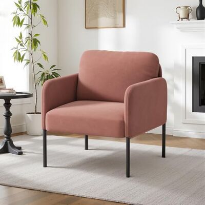COLAMY Gepolsterter Ohrensessel aus Samt – Moderner Lounge-Sessel mit weicher Rückenlehne, Komfortabler Sessel für Wohnzimmer, Schlafzimmer, Apartment & Leseecke,Rosa COLAMY Gepolsterter Ohrensessel aus Samt – Moderner Lounge-Sessel mit weicher Rückenlehne, Komfortabler Sessel für Wohnzimmer, Schlafzimmer, Apartment & Leseecke,Rosa