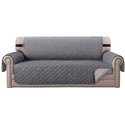 BellaHills Sofa Cover Reversible Couch Schonbezug Möbelschutz, 2 Zoll breiter, elastischer Riemen, Maschinenwäsche, Schonbezug für Haustiere, Hunde, Kinder (3-Sitzer/Sofa: Grau/Beige) BellaHills Sofa Cover Reversible Couch Schonbezug Möbelschutz, 2 Zoll breiter, elastischer Riemen, Maschinenwäsche, Schonbezug für Haustiere, Hunde, Kinder (3-Sitzer/Sofa: Grau/Beige)