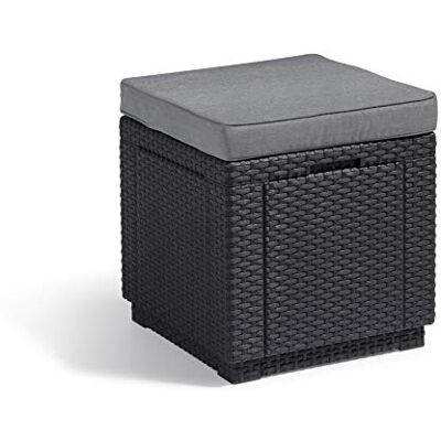 Keter Allibert - Rattan-Optik Gartensitzbank mit Stauraum - 42x42x39cm Keter Allibert - Rattan-Optik Gartensitzbank mit Stauraum - 42x42x39cm