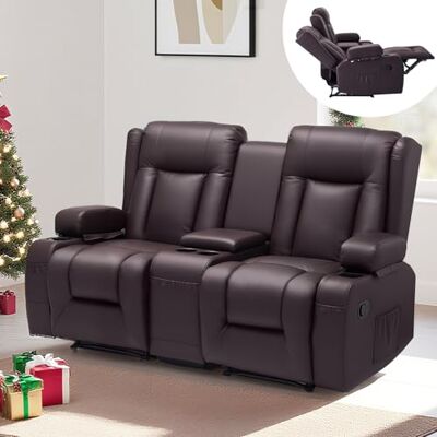 VEVOR Loveseat Relaxsofa verstellbare Liegecouch mit Mittelkonsole, Relaxsofa aus PU-Kunstleder mit USB-Anschlüssen & Getränkehaltern & Aufbewahrungstaschen, Liegesessel für Wohnzimmer/Wohnmobil VEVOR Loveseat Relaxsofa verstellbare Liegecouch mit Mittelkonsole, Relaxsofa aus PU-Kunstleder mit USB-Anschlüssen & Getränkehaltern & Aufbewahrungstaschen, Liegesessel für Wohnzimmer/Wohnmobil