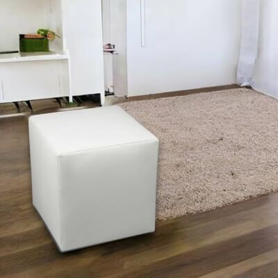 Talamo Italia Pouf Acerbo, Mehrzwecksessel, Sitzsack, Hockerhocker, Made in Italy, 40x40 h42 cm, Weiß Talamo Italia Pouf Acerbo, Mehrzwecksessel, Sitzsack, Hockerhocker, Made in Italy, 40x40 h42 cm, Weiß