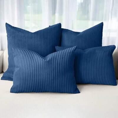 Amilian Dekokissen 4er Set mit Füllung – Sofakissen Set 2x 50x50 cm & 2x 35x45 cm – Weiche Zierkissen, Couchkissen für Sofa Mitternachtsblau Amilian Dekokissen 4er Set mit Füllung – Sofakissen Set 2x 50x50 cm & 2x 35x45 cm – Weiche Zierkissen, Couchkissen für Sofa Mitternachtsblau