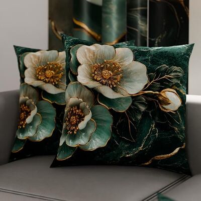 PETTI Artigiani Italiani Paar Kissenbezüge 60 x 60 cm aus Mikrofaser, Dekokissen für Schlafzimmer, Sofa, Wohnzimmer, Set mit 2 Kissenbezügen, Blumenmuster 06 19, 100% Made in Italy PETTI Artigiani Italiani Paar Kissenbezüge 60 x 60 cm aus Mikrofaser, Dekokissen für Schlafzimmer, Sofa, Wohnzimmer, Set mit 2 Kissenbezügen, Blumenmuster 06 19, 100% Made in Italy