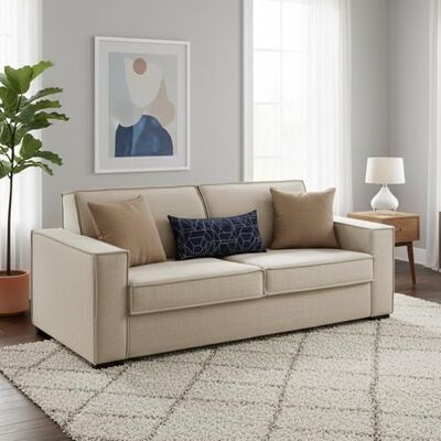 Dmora Talamo Italia 3-Sitzer Schlafsofa Adalgisa, Wohnzimmersofa mit drehbarer Öffnung, gepolsterter Stoff, Standardarmlehnen, 100 % Made in Italy, cm 220x95h90, Beige Dmora Talamo Italia 3-Sitzer Schlafsofa Adalgisa, Wohnzimmersofa mit drehbarer Öffnung, gepolsterter Stoff, Standardarmlehnen, 100 % Made in Italy, cm 220x95h90, Beige