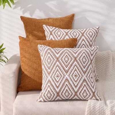 HPUK Dekorativer Kissenbezug aus Leinen, geometrisches Design, für Couch, Sofa, Wohnzimmer, 45,7 x 45,7 cm, Goldbraun HPUK Dekorativer Kissenbezug aus Leinen, geometrisches Design, für Couch, Sofa, Wohnzimmer, 45,7 x 45,7 cm, Goldbraun
