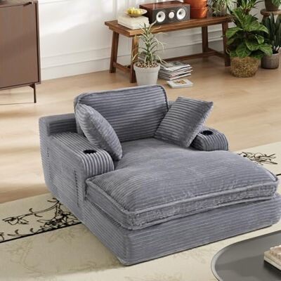 MALOL Boneless Couch Modernes Cord Bodensofa mit Schlaffunktion, Cloud Schlafsofa mit Chaiselongue, 3 Kissen, Bequeme Sofa Couch für Schlafzimmer & Wohnzimmer, Grau, 170cm * 133cm * 66cm, Grau MALOL Boneless Couch Modernes Cord Bodensofa mit Schlaffunktion, Cloud Schlafsofa mit Chaiselongue, 3 Kissen, Bequeme Sofa Couch für Schlafzimmer & Wohnzimmer, Grau, 170cm * 133cm * 66cm, Grau