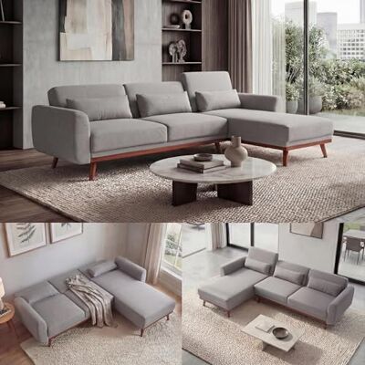 Mendler - Hwc-j20 - Grau - Stoff - Sofa Mendler - Hwc-j20 - Grau - Stoff - Sofa
