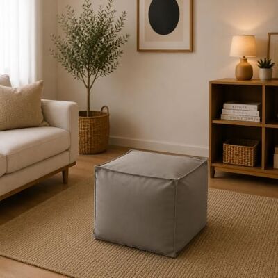Talamo Italia Annalaura Pouf, Multifunktionspouf, Relaxsessel aus gepolstertem Stoff, 100 % Made in Italy, 45x45h45 cm, Taupe Talamo Italia Annalaura Pouf, Multifunktionspouf, Relaxsessel aus gepolstertem Stoff, 100 % Made in Italy, 45x45h45 cm, Taupe