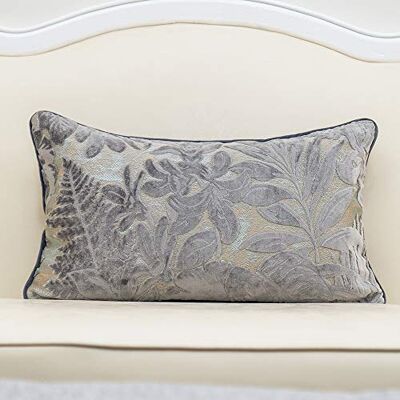 Alerfa 30,5 x 50,8 cm, grau/silberfarben, rechteckig, Ahornblatt-Kissen, Stickerei, Samt, luxuriös, modern, Lendenwirbel-Kissenbezug, dekoratives Kissen für Couch, Sofa, Wohnzimmer, Schlafzimmer, Auto Alerfa 30,5 x 50,8 cm, grau/silberfarben, rechteckig, Ahornblatt-Kissen, Stickerei, Samt, luxuriös, modern, Lendenwirbel-Kissenbezug, dekoratives Kissen für Couch, Sofa, Wohnzimmer, Schlafzimmer, Auto