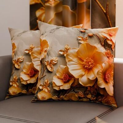 PETTI Artigiani Italiani Paar Kissenbezüge 45 x 45 cm aus Mikrofaser, Dekokissen für Schlafzimmer, Sofa, Wohnzimmer, Set mit 2 Kissenbezügen, Blumenmuster 06 17, 100% Made in Italy PETTI Artigiani Italiani Paar Kissenbezüge 45 x 45 cm aus Mikrofaser, Dekokissen für Schlafzimmer, Sofa, Wohnzimmer, Set mit 2 Kissenbezügen, Blumenmuster 06 17, 100% Made in Italy