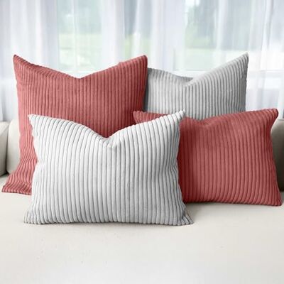 Amilian Dekokissen 4er Set mit Füllung – Sofakissen Set 2x 50x50 cm & 2x 35x45 cm – Weiche Zierkissen, Couchkissen für Sofa Herzschimmer/Nachtnebel Amilian Dekokissen 4er Set mit Füllung – Sofakissen Set 2x 50x50 cm & 2x 35x45 cm – Weiche Zierkissen, Couchkissen für Sofa Herzschimmer/Nachtnebel