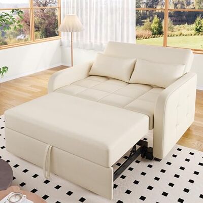 Merax Schlafsofa 2-Sitzer Sofa mit Schlaffunktion 180x127 cm, Modernes Klappsofa 3-in-1 Schlafcouch mit Verstellbarer Rückenlehne, Leinenstoff, Kleines Sofabett für Wohnzimmer/Wohnung, Beige Merax Schlafsofa 2-Sitzer Sofa mit Schlaffunktion 180x127 cm, Modernes Klappsofa 3-in-1 Schlafcouch mit Verstellbarer Rückenlehne, Leinenstoff, Kleines Sofabett für Wohnzimmer/Wohnung, Beige