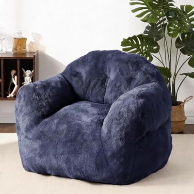 GarveeMore Riesiger Bohnensack-Sessel Für Erwachsene Mit Armlehnen, Weichem Kunst-Kaninchenfell, Hochdichter Schaumstoff – Für Wohnzimmer, Schlafzimmer & WG GarveeMore Riesiger Bohnensack-Sessel Für Erwachsene Mit Armlehnen, Weichem Kunst-Kaninchenfell, Hochdichter Schaumstoff – Für Wohnzimmer, Schlafzimmer & WG