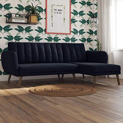Novogratz Bretagne Schlafsofa mit Wendeschaiselongue, Blau, Leinenbezug, 224 x 140 x 79 cm Novogratz Bretagne Schlafsofa mit Wendeschaiselongue, Blau, Leinenbezug, 224 x 140 x 79 cm