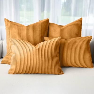 Amilian Dekokissen 4er Set mit Füllung – Sofakissen Set 2x 50x50 cm & 2x 35x45 cm – Weiche Zierkissen, Couchkissen für Sofa Senfglanz Amilian Dekokissen 4er Set mit Füllung – Sofakissen Set 2x 50x50 cm & 2x 35x45 cm – Weiche Zierkissen, Couchkissen für Sofa Senfglanz
