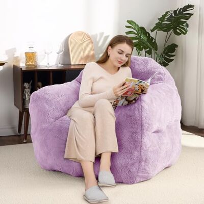 IDEALHOUSE Riesiger Bohnensack-Sessel, Kunst-Kaninchenfell, Hochdichtem Schaumstoff Armlehnen,Ideal für Wohnzimmer, Schlafzimmer und WG; besonders weich und formstabil IDEALHOUSE Riesiger Bohnensack-Sessel, Kunst-Kaninchenfell, Hochdichtem Schaumstoff Armlehnen,Ideal für Wohnzimmer, Schlafzimmer und WG; besonders weich und formstabil