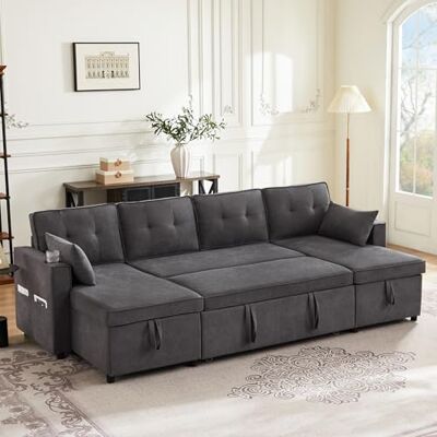 Merax Sofa Ecksofa mit Schlaffunktion, Schlafsofa mit Bettkasten und extra großem Stauraum, U-Form Couch für Wohnzimmer/Schlafzimmer, Big Sofa, Grau Merax Sofa Ecksofa mit Schlaffunktion, Schlafsofa mit Bettkasten und extra großem Stauraum, U-Form Couch für Wohnzimmer/Schlafzimmer, Big Sofa, Grau