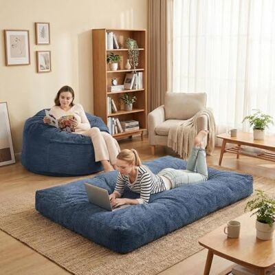 GarveeHome 2-in-1-Wandelbarer Sitzsack Mit Cordbezug, Schlafsofa Mit Maschinenwaschbarem Bezug, Bodenbett Mit Dicker Polsterung, Für Schlafzimmer Und Wohnzimmer GarveeHome 2-in-1-Wandelbarer Sitzsack Mit Cordbezug, Schlafsofa Mit Maschinenwaschbarem Bezug, Bodenbett Mit Dicker Polsterung, Für Schlafzimmer Und Wohnzimmer