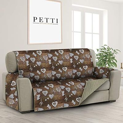 PETTI Artigiani Italiani schmutzabweisender Sofabezug, Sofabezug für 4-Sitzer mit Armlehnen, wendbarer Sofabezug, gesteppter Sofabezug, Puderblumen, 100% Made in Italy PETTI Artigiani Italiani schmutzabweisender Sofabezug, Sofabezug für 4-Sitzer mit Armlehnen, wendbarer Sofabezug, gesteppter Sofabezug, Puderblumen, 100% Made in Italy