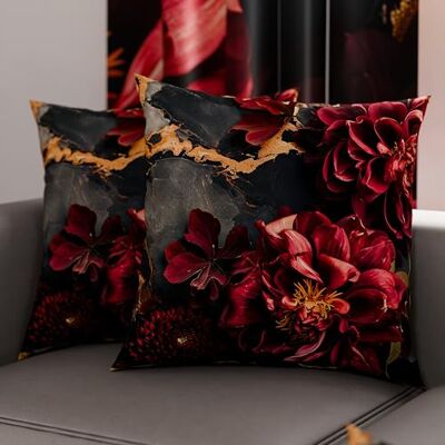 PETTI Artigiani Italiani Paar Kissenbezüge 40 x 40 cm aus Mikrofaser, Dekokissen für Schlafzimmer, Sofa, Wohnzimmer, Set mit 2 Kissenbezügen, Blumenmuster 06 16, 100% Made in Italy PETTI Artigiani Italiani Paar Kissenbezüge 40 x 40 cm aus Mikrofaser, Dekokissen für Schlafzimmer, Sofa, Wohnzimmer, Set mit 2 Kissenbezügen, Blumenmuster 06 16, 100% Made in Italy
