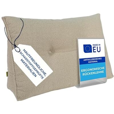 Pillows24 Bouclé Rückenkissen für Bett & Sofa 140cm, abnehmbarem Bezug Bequemes Keilkissen und Lesekissen fürs Bett, waschbarem Bezug, Großes Sofakissen für Rückenlehne und Sofa, Beige Pillows24 Bouclé Rückenkissen für Bett & Sofa 140cm, abnehmbarem Bezug Bequemes Keilkissen und Lesekissen fürs Bett, waschbarem Bezug, Großes Sofakissen für Rückenlehne und Sofa, Beige