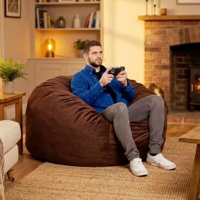 IDEALHOUSE 4-in-1 XXL Bohnensack aus Flanell mit Memory-Schaum – Abnehmbarer, waschbarer Bezug – wandelbar zum Sessel, Sofa & Bett – für Erwachsene & Teens – Farbe: Braun IDEALHOUSE 4-in-1 XXL Bohnensack aus Flanell mit Memory-Schaum – Abnehmbarer, waschbarer Bezug – wandelbar zum Sessel, Sofa & Bett – für Erwachsene & Teens – Farbe: Braun