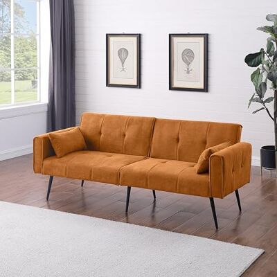 Calivra Schlafsofa,3-Sitzer Futon Couch aus Cordstoff für Wohnzimmer und kleine Räume (Orange) Calivra Schlafsofa,3-Sitzer Futon Couch aus Cordstoff für Wohnzimmer und kleine Räume (Orange)