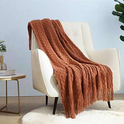 CREVENT Home Farmhouse Decor Rustikale Couch Sofa Stuhl Bett Überwurfdecke, weich, warm und leicht für Reisen im Frühling und Sommer (127,8 x 152,4 cm Caramel/Rost Burnt Orange) CREVENT Home Farmhouse Decor Rustikale Couch Sofa Stuhl Bett Überwurfdecke, weich, warm und leicht für Reisen im Frühling und Sommer (127,8 x 152,4 cm Caramel/Rost Burnt Orange)