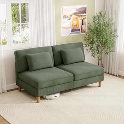 Vesgantti Cord 3 Sitzer Sofa ohne Armlehne, 166cm Modernes Dreiersofa mit Kissen, Kombination Sofa perfekt für Wohnzimmer, Schlafzimmer, Büro, werkzeuglose Montage, 166 * 88 * 84cm Vesgantti Cord 3 Sitzer Sofa ohne Armlehne, 166cm Modernes Dreiersofa mit Kissen, Kombination Sofa perfekt für Wohnzimmer, Schlafzimmer, Büro, werkzeuglose Montage, 166 * 88 * 84cm