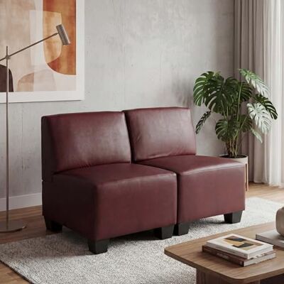 Mendler Modular 2-Sitzer Sofa Lyon, Kunstleder rot-braun, ohne Armlehnen Couch Mendler Modular 2-Sitzer Sofa Lyon, Kunstleder rot-braun, ohne Armlehnen Couch
