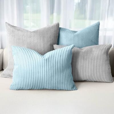 Amilian Dekokissen 4er Set mit Füllung – Sofakissen Set 2x 50x50 cm & 2x 35x45 cm – Weiche Zierkissen, Couchkissen für Sofa Nachtnebel/Ozeangeheimnis Amilian Dekokissen 4er Set mit Füllung – Sofakissen Set 2x 50x50 cm & 2x 35x45 cm – Weiche Zierkissen, Couchkissen für Sofa Nachtnebel/Ozeangeheimnis