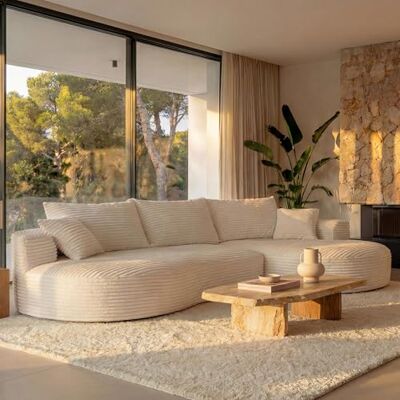Mendler Sofa-Garnitur HWC-P19 Stoff/Textil weiß 3-Sitzer, Couch, Loungesofa, Cord (370, g/m²) Liegefläche, rechts Mendler Sofa-Garnitur HWC-P19 Stoff/Textil weiß 3-Sitzer, Couch, Loungesofa, Cord (370, g/m²) Liegefläche, rechts