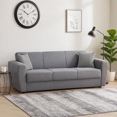 Dmora Schlafsofa 3-Sitzer Escobar 223x80 cm Grau Stauraum Dmora Schlafsofa 3-Sitzer Escobar 223x80 cm Grau Stauraum